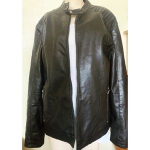 American Breed Biker Motorcycle Men Lining Black Pleather Jacket M